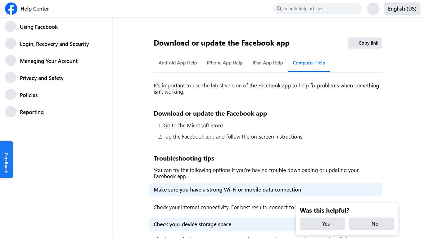 Download or update the Facebook app Facebook Help Center